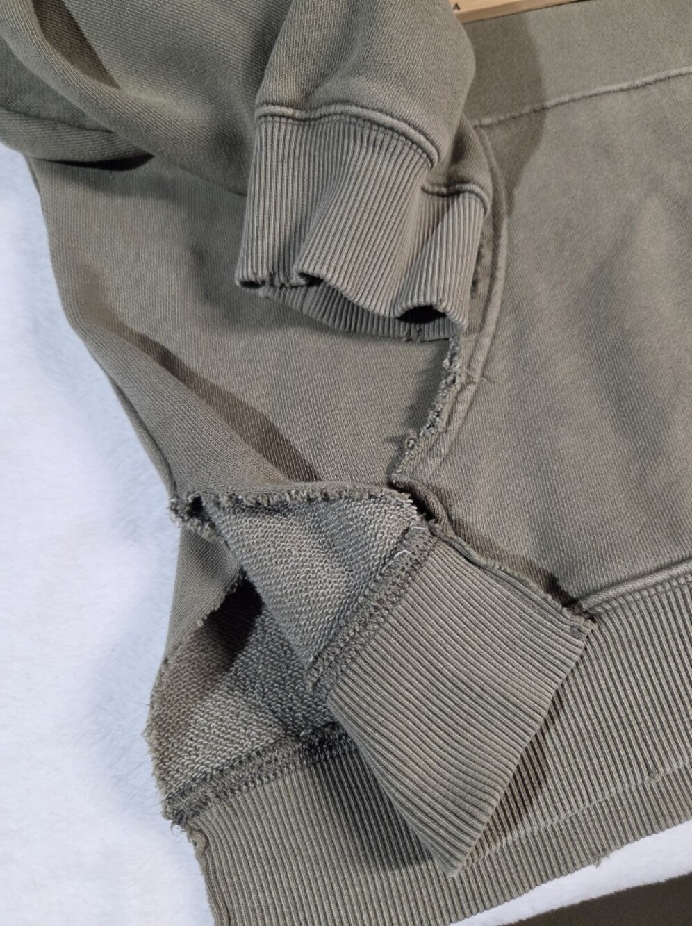aerie Olive Green Distressed Hoodie - Picture 9 of 13